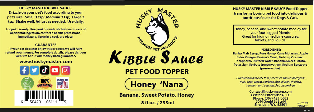 HONEY ‘NANA Kibble Sauce