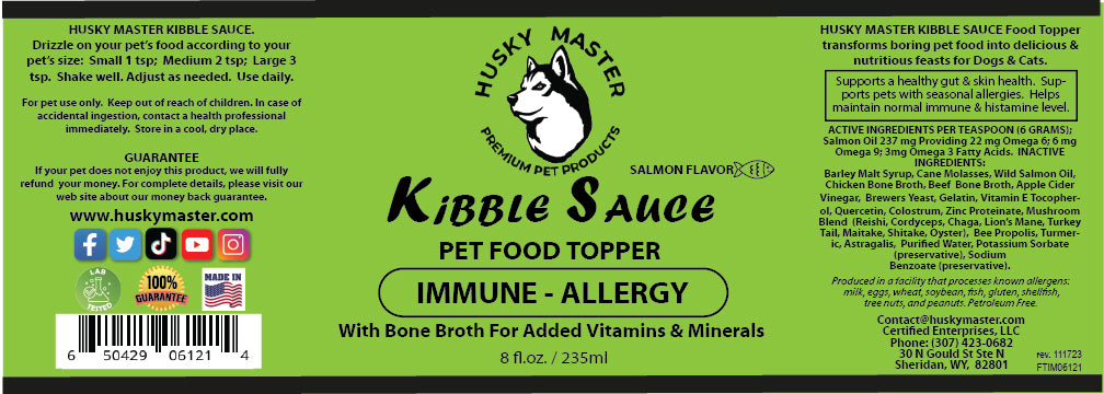 IMMUNE & ALLERGY Kibble Sauce